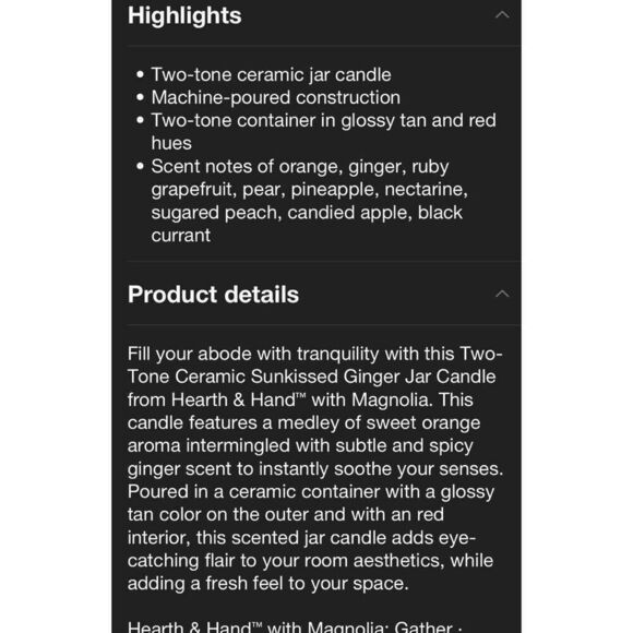 Hearth & Hand Sun Kissed Ginger 2 Tone Glass Jar Candle - Picture 4 of 6